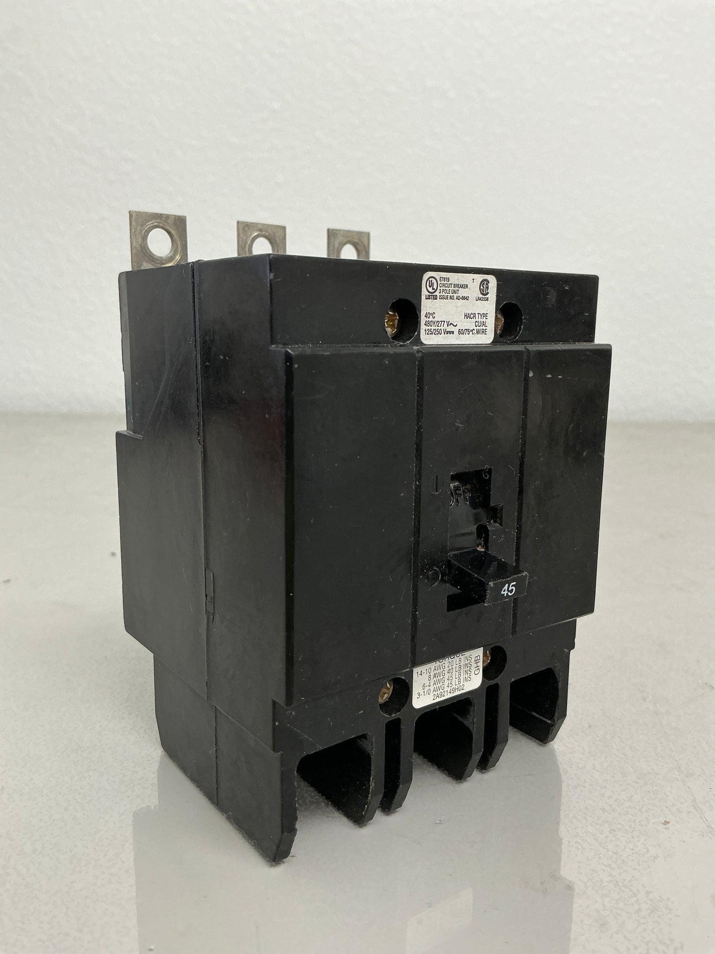 Used GHB3045 3 Pole, 45 Amps, 480 Volts