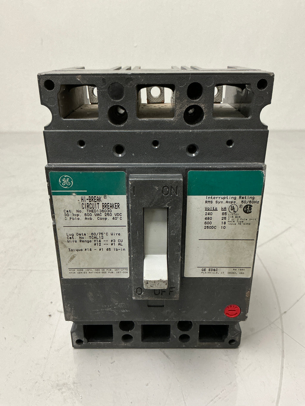 Used THED136030 3 Pole, 30 Amps, 600 Volts Circuit Breaker