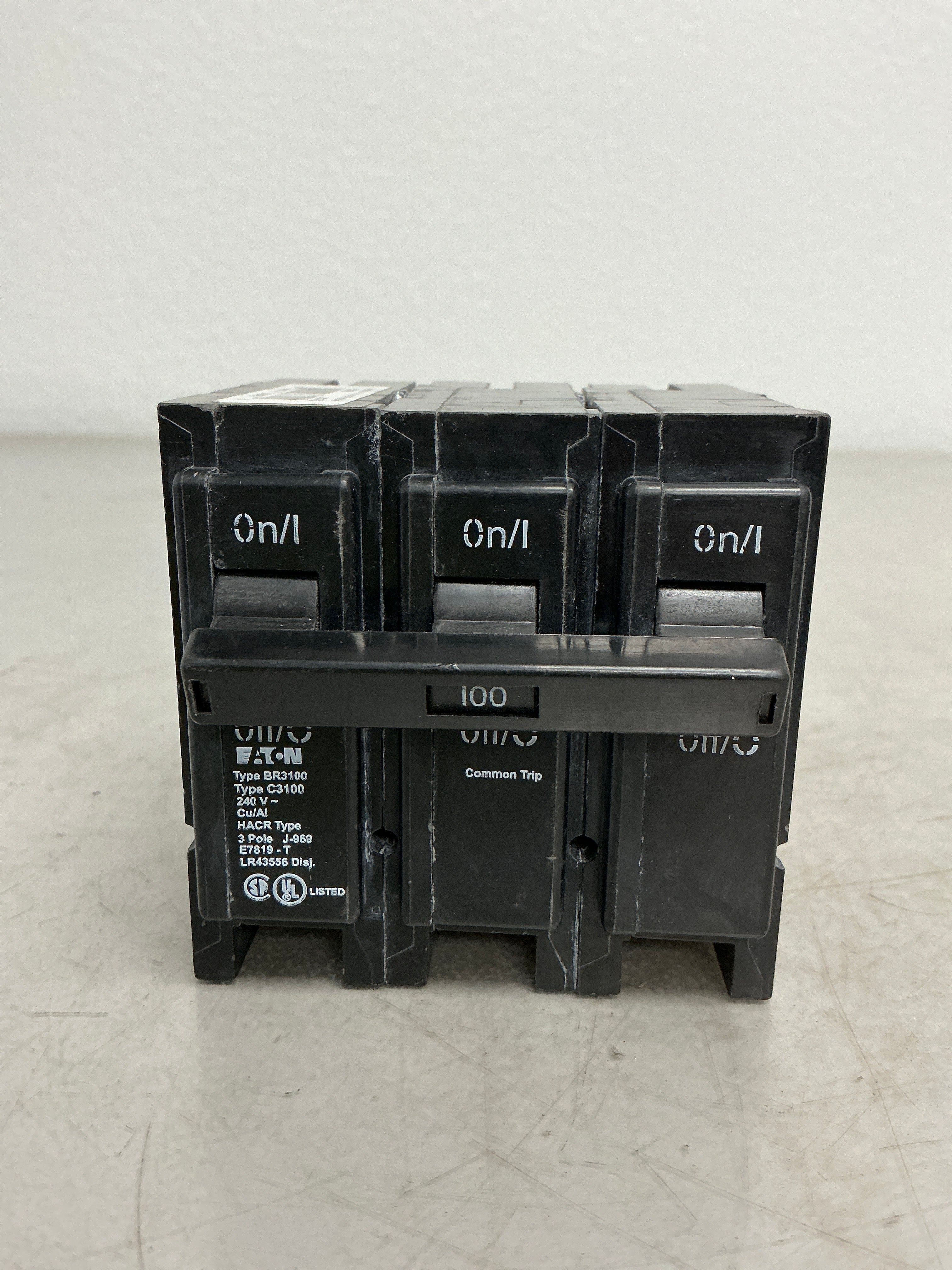 Used Eaton BR3100 3 Pole, 100 Amps, 240 Volts