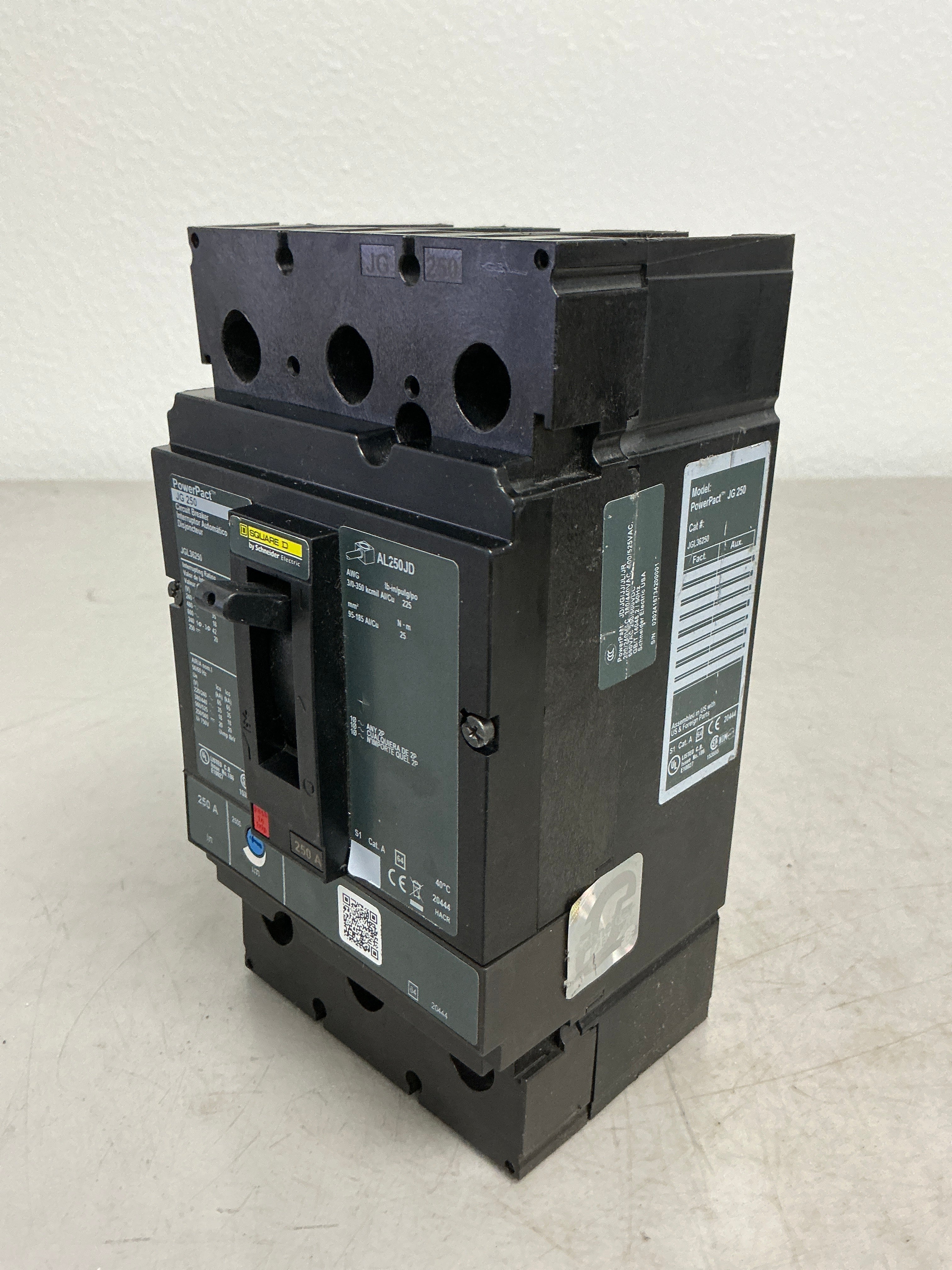 Used Square D JGL36250 3 Pole, 250 Amps, 480 Volts