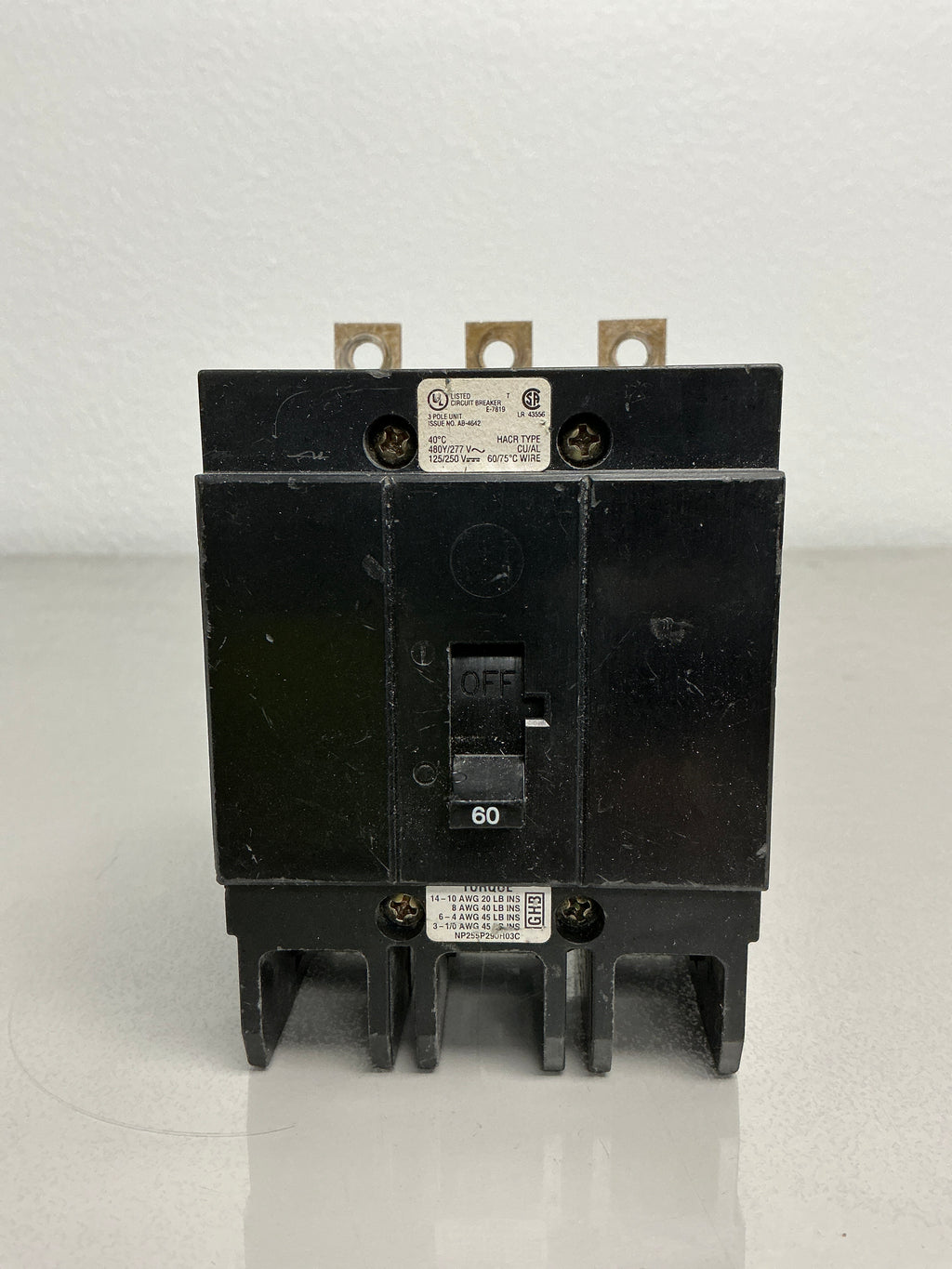 Used GHB3060 3 Pole, 60 Amps, 480 Volts
