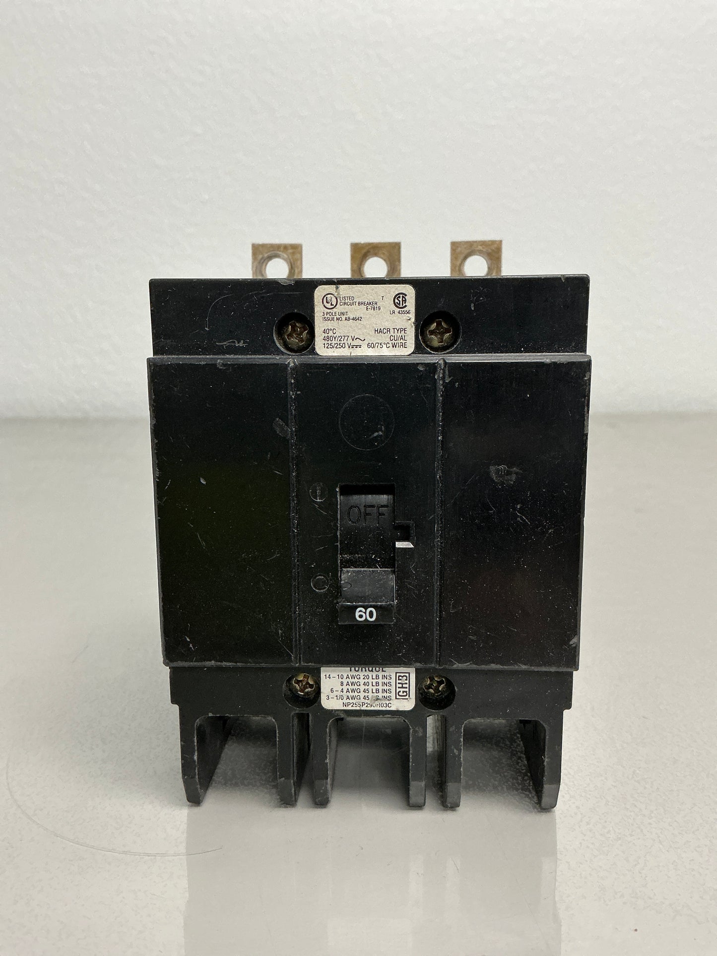 Used GHB3060 3 Pole, 60 Amps, 480 Volts