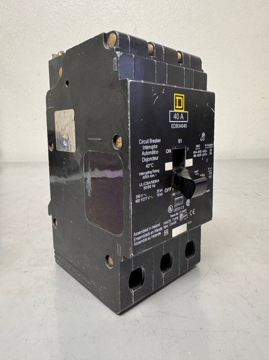 Used Square D EDB34040 40 Amp, 3 Pole, 480 Volt Breaker