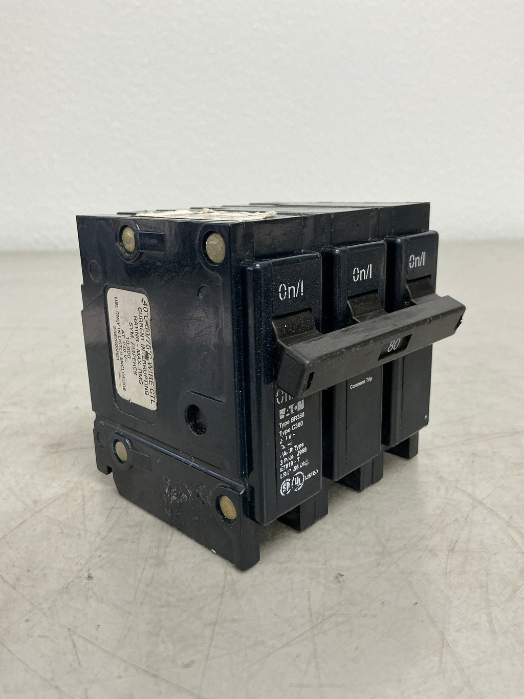 Used Eaton BR380 3 Pole, 80 Amps, 240 Volts