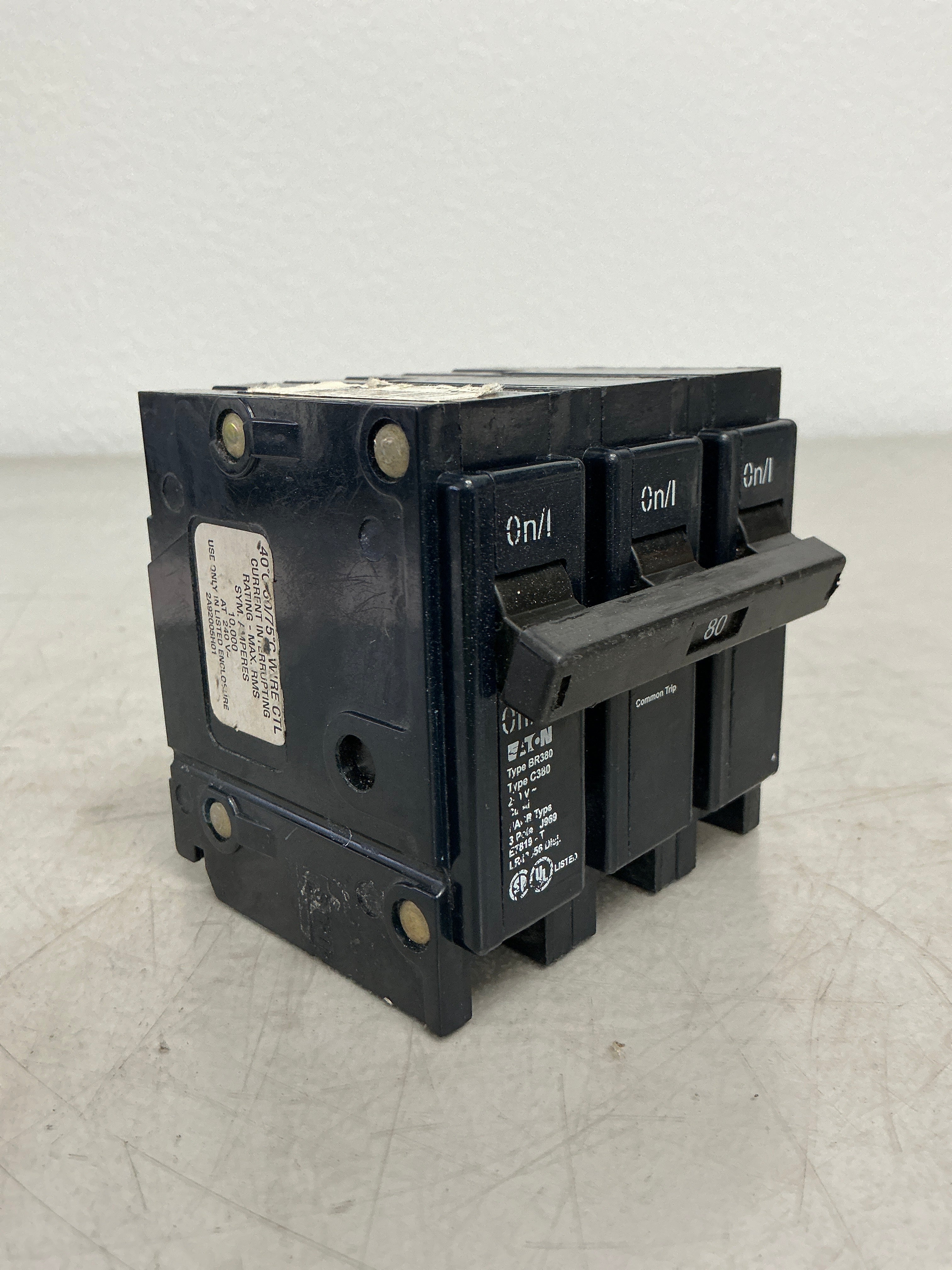 Used Eaton BR380 3 Pole, 80 Amps, 240 Volts