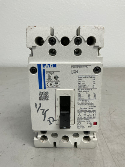 Used Eaton PDG13F0060TFFJ 3 Poles, 60 Amps