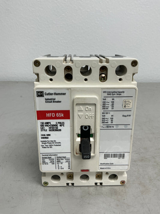 Used HFD3150 3 Pole, 150 Amps, 480 Volts