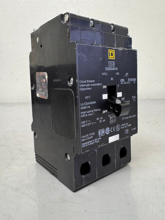 Used Square D EGB34015 15 Amp, 3 Pole, 480 Volt Breaker