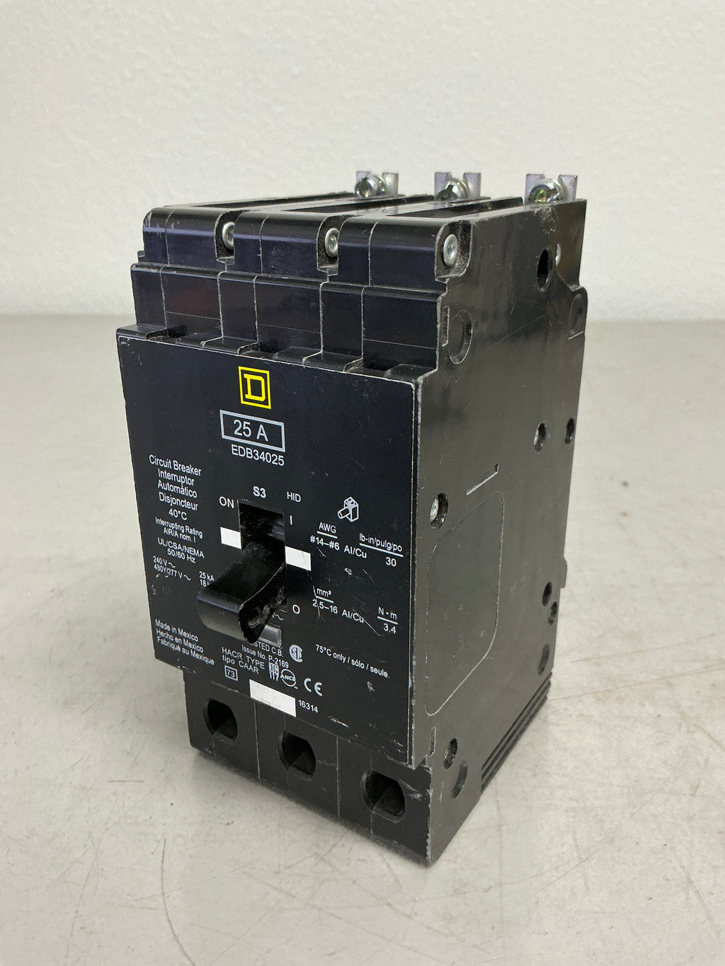 New Square D EDB34025 3 Pole, 25 Amps, 480 Volts