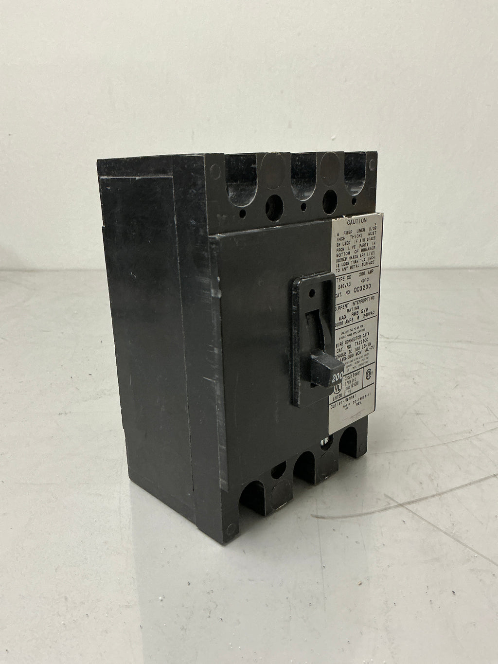Used Cutler-Hammer CC3200 3 pole, 200 Amps, 240 Volts, Circuit Breaker