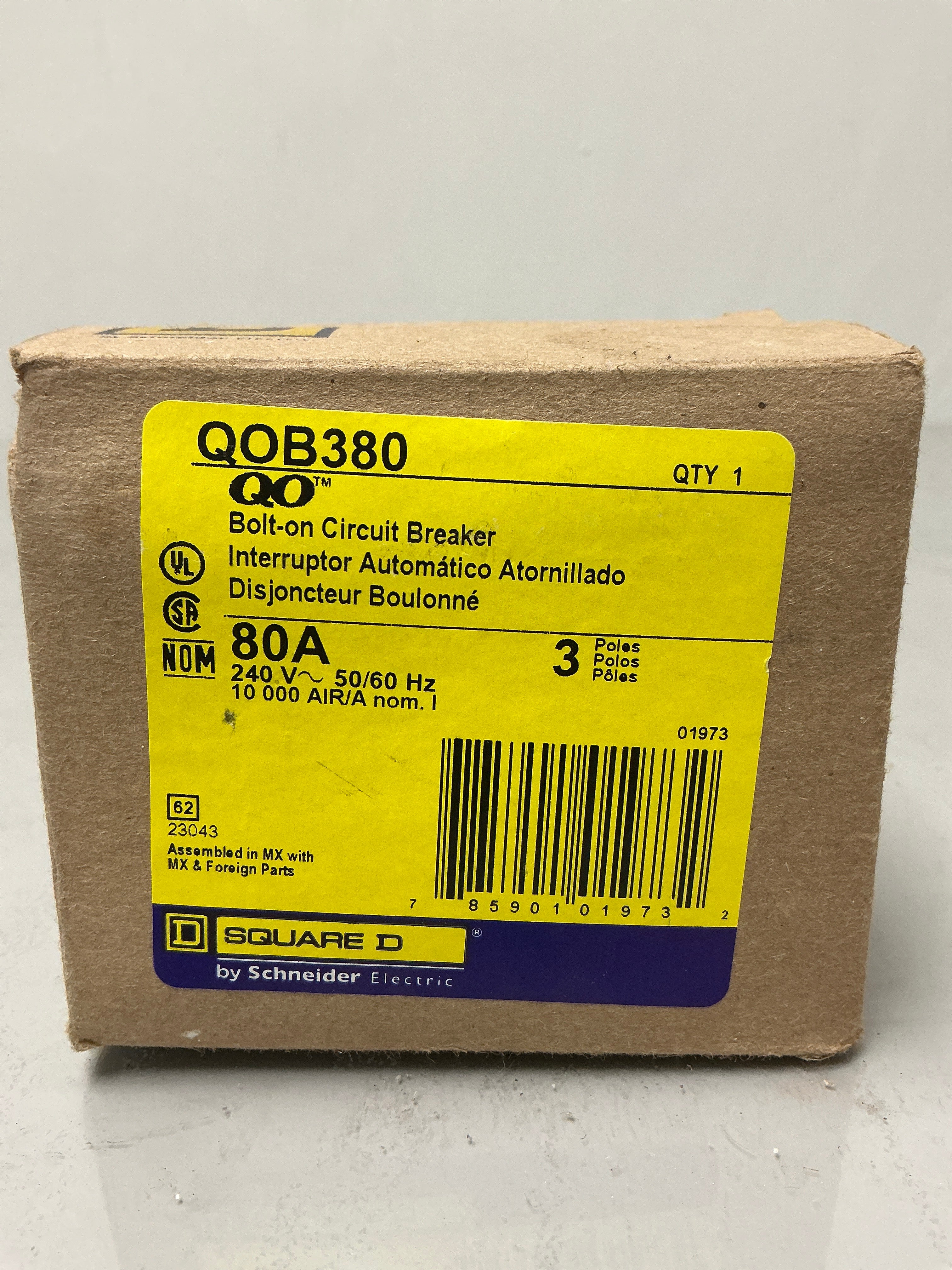 New Square D QOB380 3 Pole, 80 Amps, 240 Volts Circuit Breaker