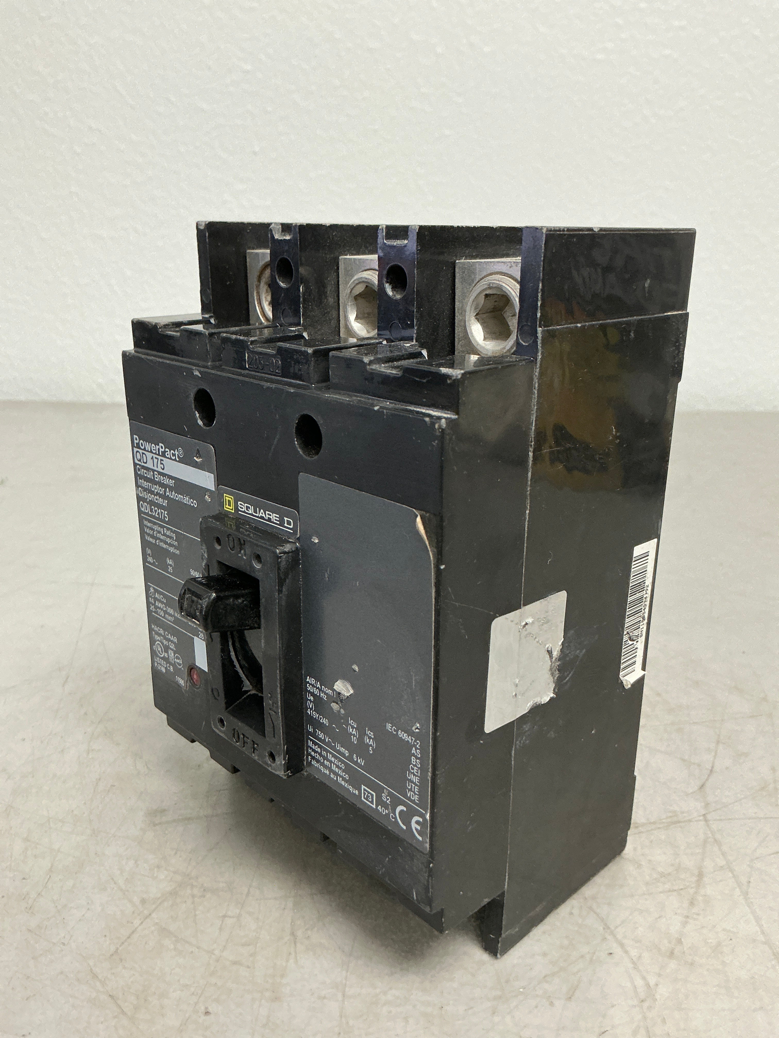 Used Square D QDL32175 3 Pole, 175 Amps, 240 Volts Circuit Breaker