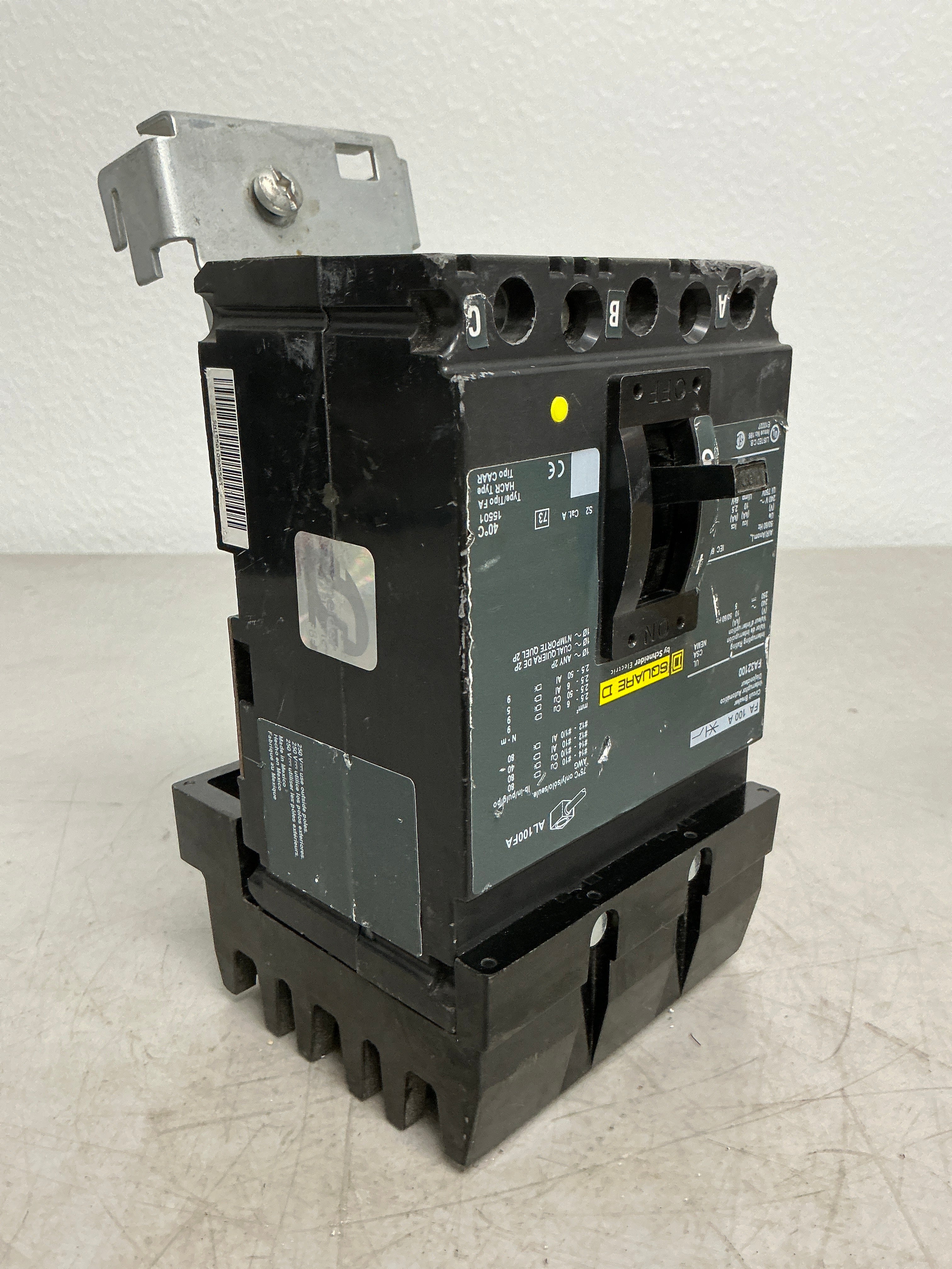 Used Square D FA32100 3 Pole, 100 Amps, 480 Volts Circuit Breaker