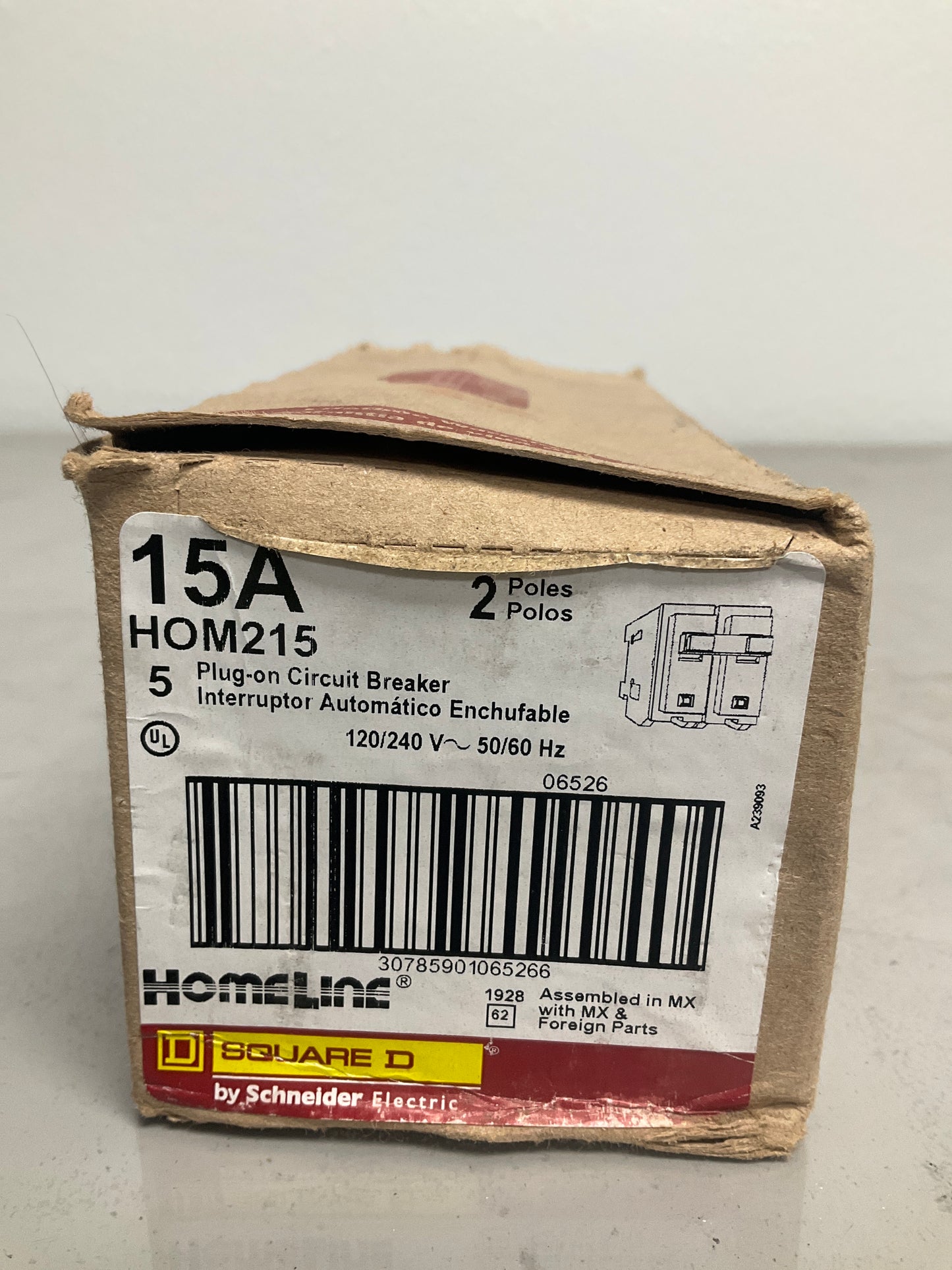 New Square D HOM215 2 Poles, 15 Amps, 240 Volts