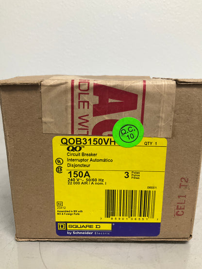 New Square D QOB3150VH 3 Poles, 150 Amps, 240 Volts
