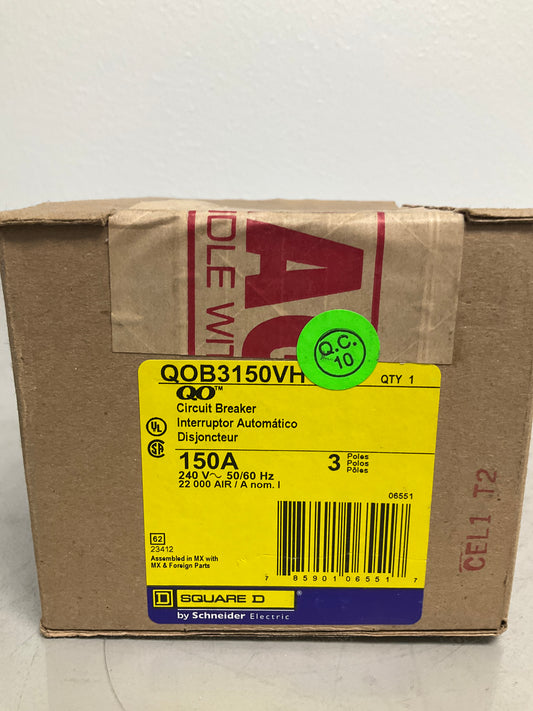 New Square D QOB3150VH 3 Poles, 150 Amps, 240 Volts