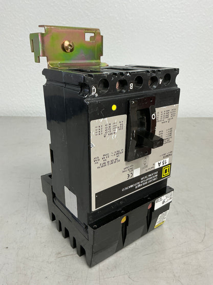 Used Square D FA36015 3 Pole, 15 Amps, 600 Volts