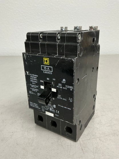 Used Square D EJB34015 3 Pole, 15 Amps, 480 Volts