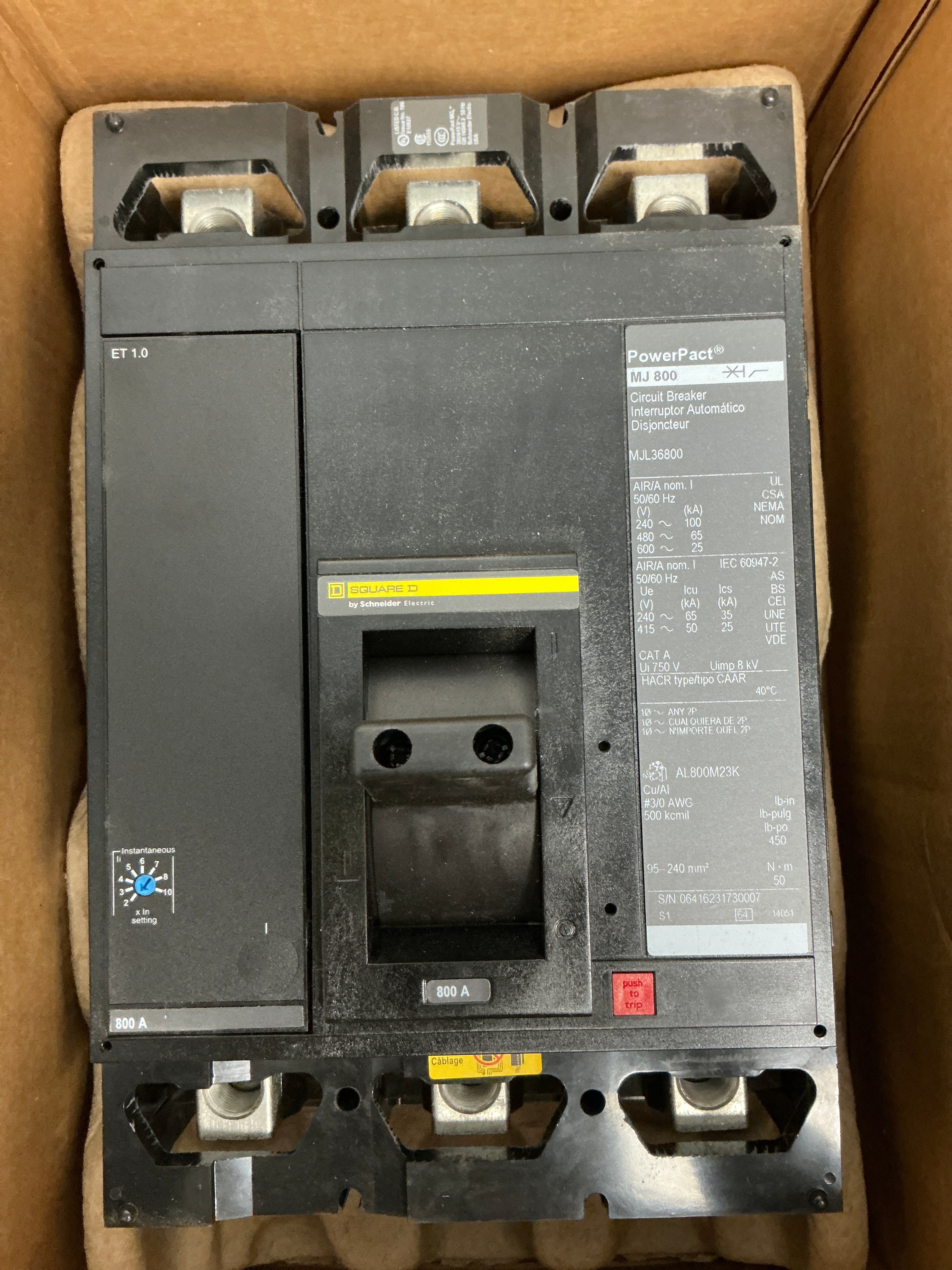 New Square D MJL36800 3 Pole, 800 Amps, 600 Volts