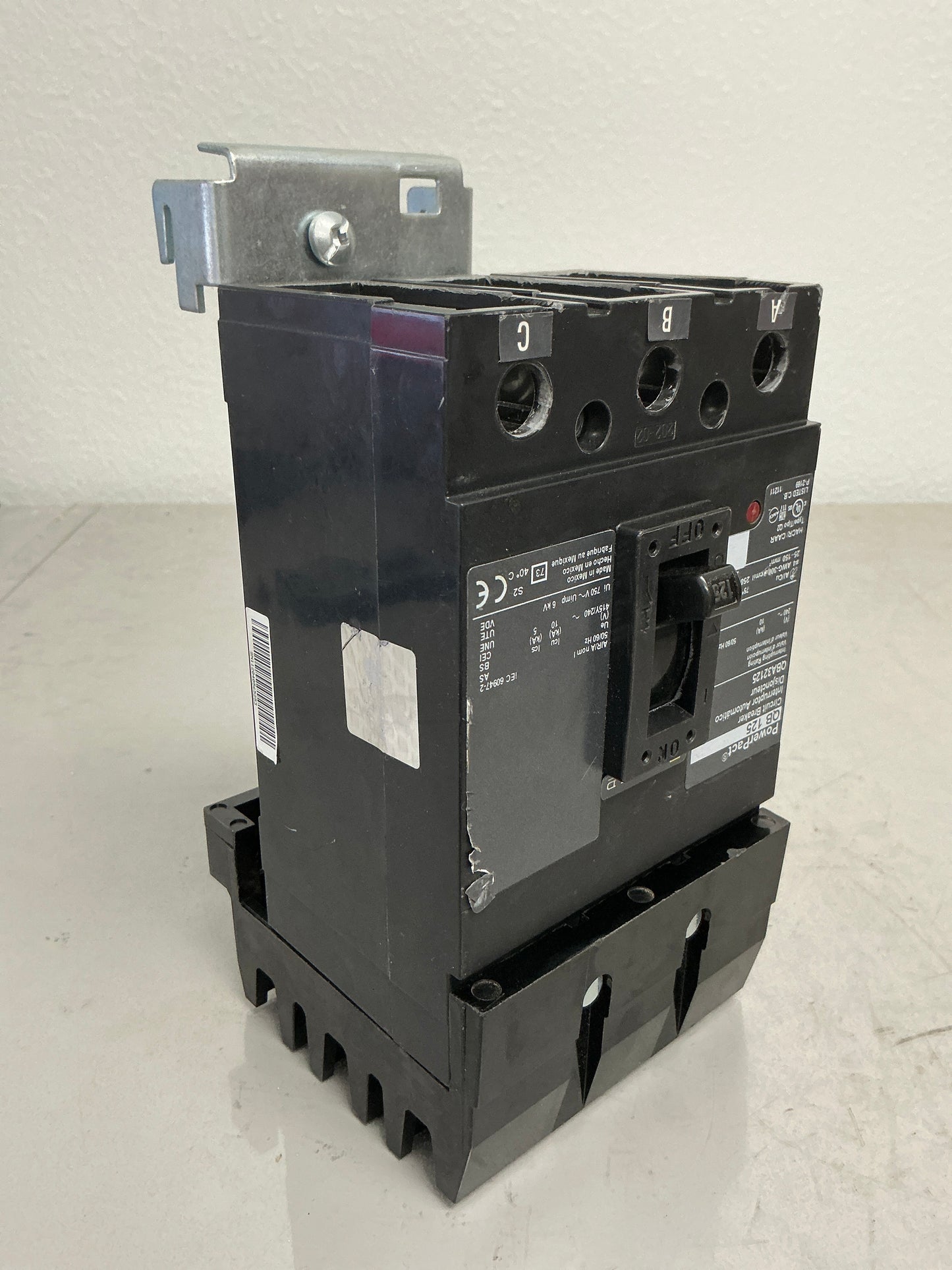 Used Square D QBA32125 3 Pole, 125 Amps, 240 Volts