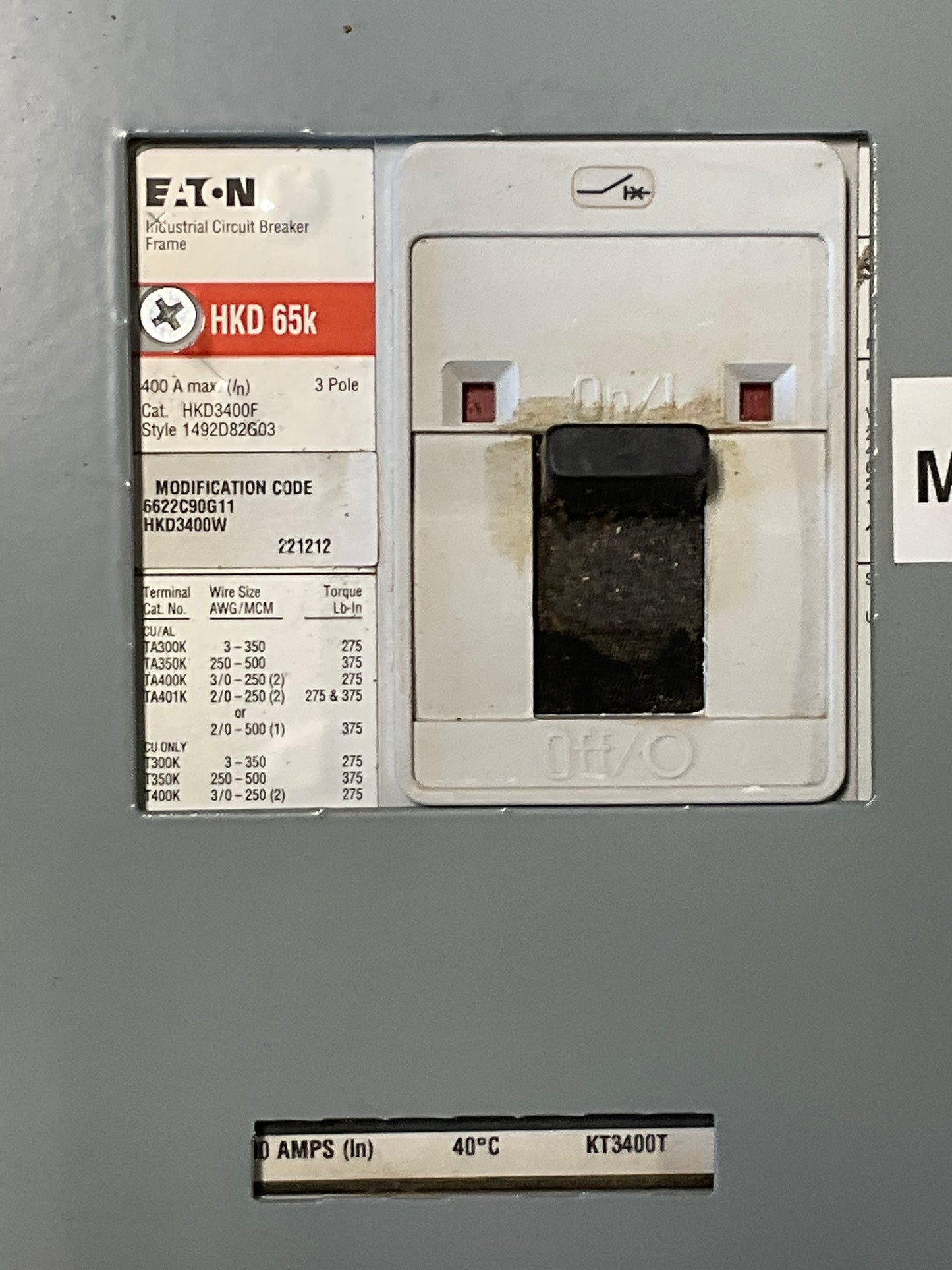 New Eaton Panelboard 400 Amp Main Breaker 480Y/277 Volt MDP 12 Circuit (item#p20)