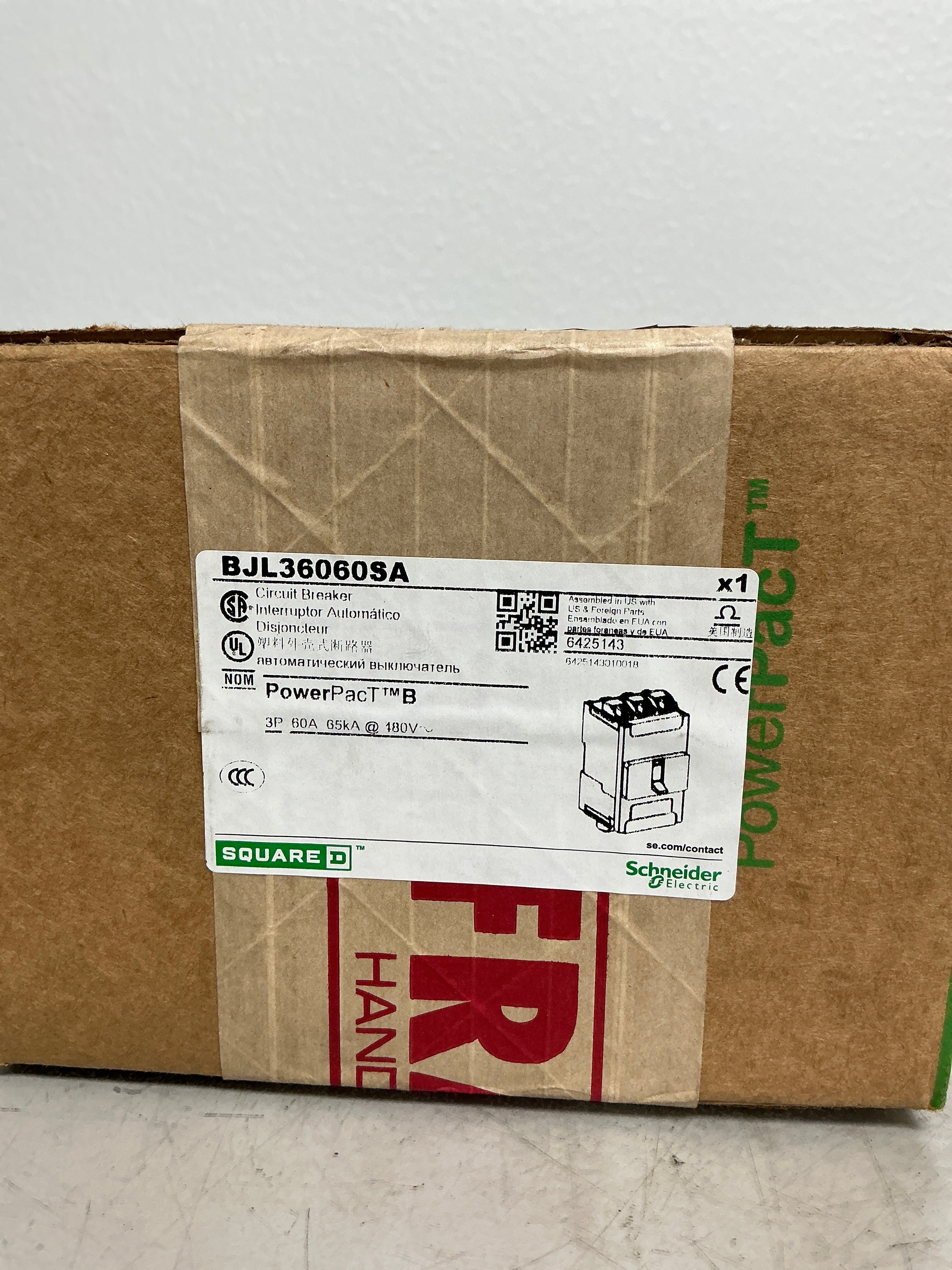 New Square D BJL36060SA 3 Pole, 60 Amps, 180 Volts