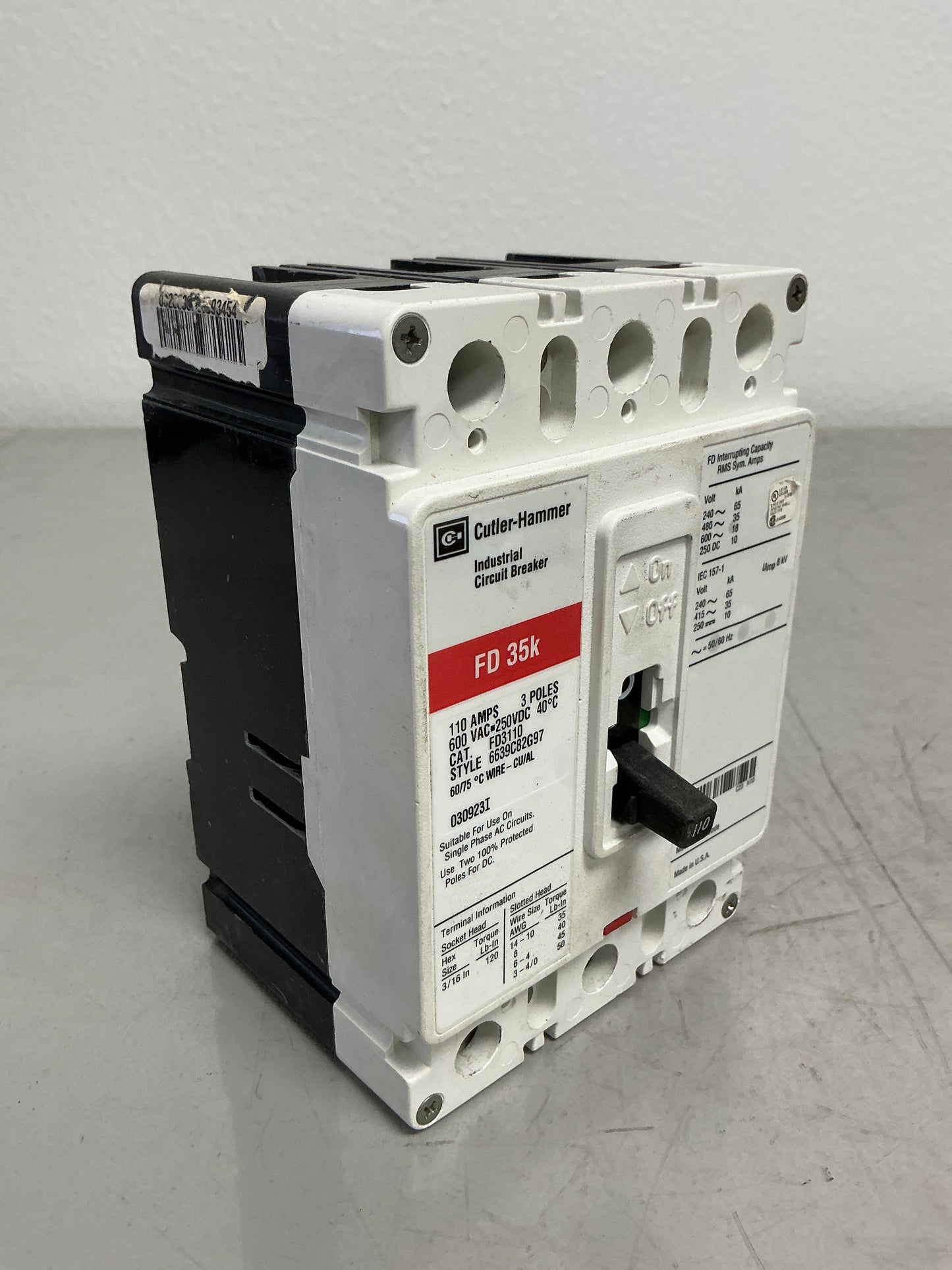 Used FD3110 3 Pole, 110 Amps, 600 Volts