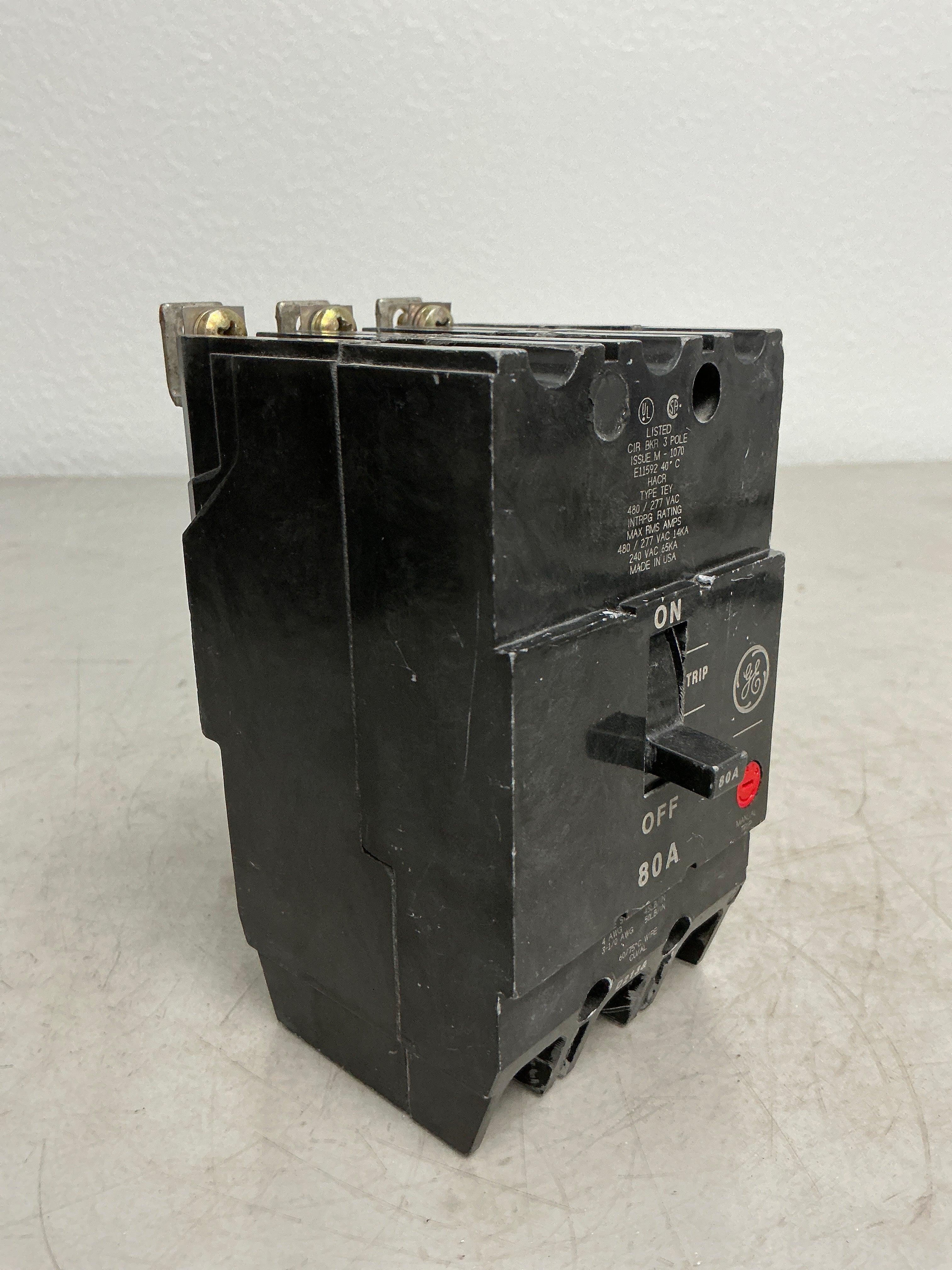 Used TEY380 3 Pole, 80 Amps, 480 Volts Circuit Breaker