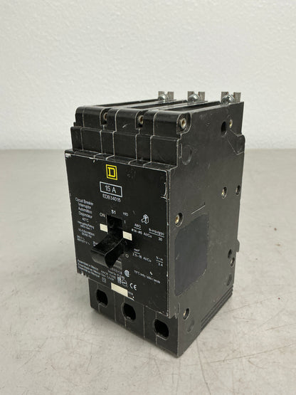 Used Square D EDB34015 3 Pole, 15 Amps, 480 Volts