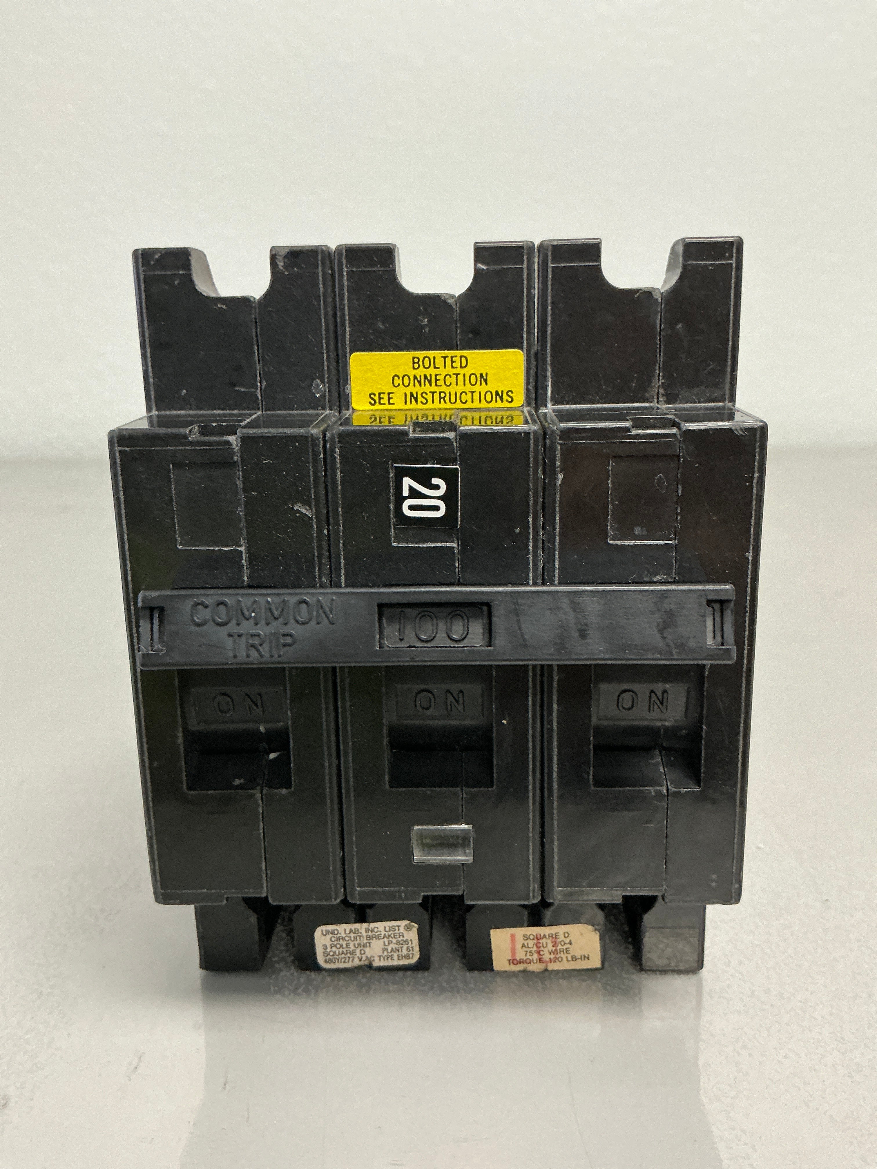 Used Square D EHB34100 3 Poles, 480/277 Volts, 100 Amps