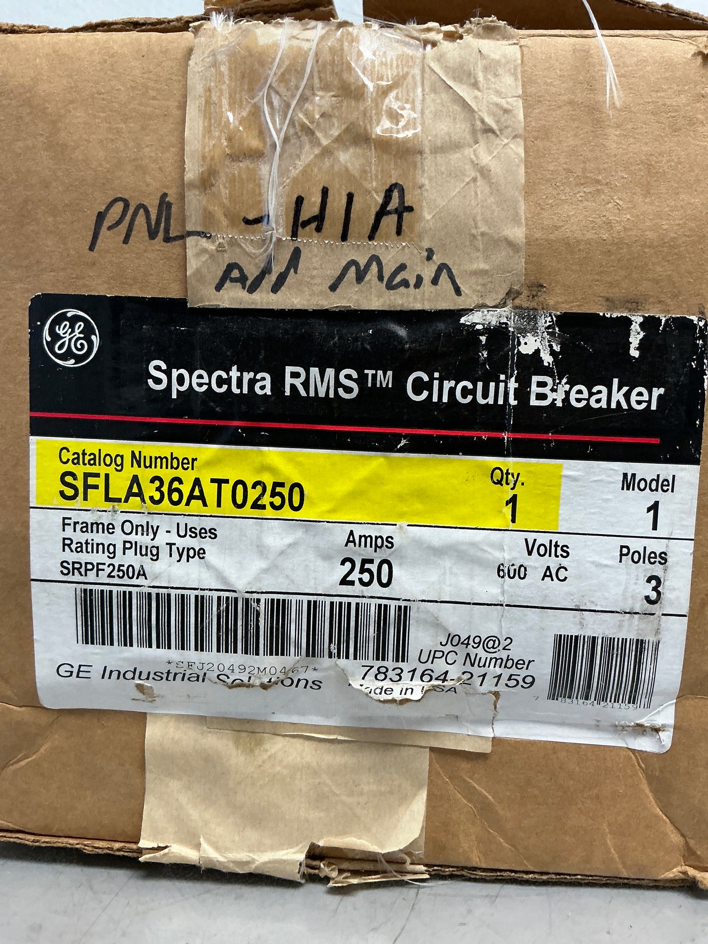 New SFLA36AT0250 3 Pole, 250 Amps, 600 Volts