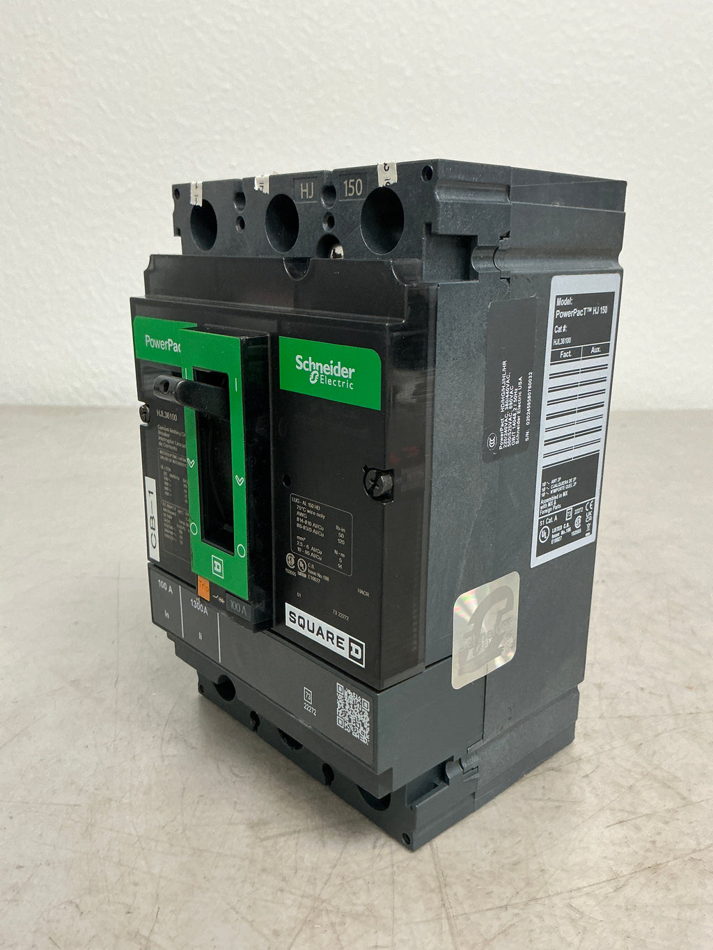 Used Square D HJL36100 3 Pole, 100 Amps, Circuit Breaker