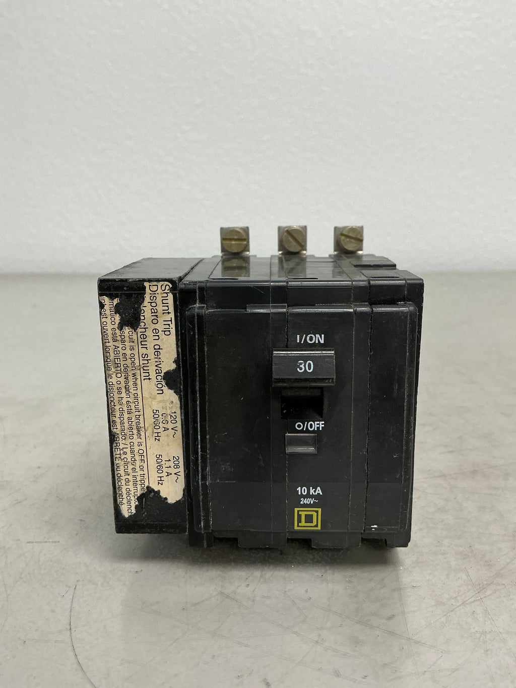 Used Square S QOB3301021 (Shunt Trip) 3 Pole, 30 Amps, 240 Volts