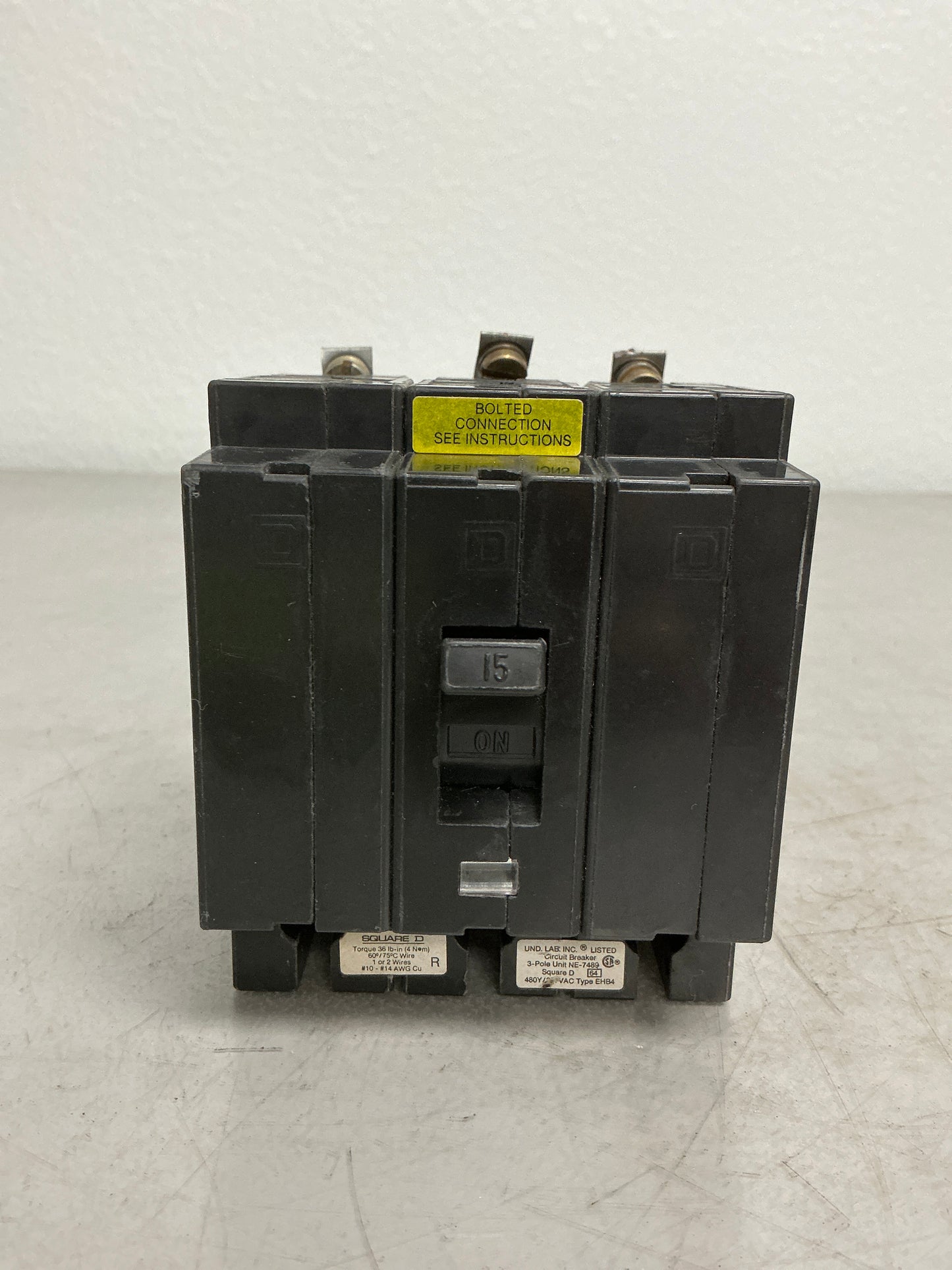Used Square D EHB34015 3 Pole, 15 Amps, 480 Volts