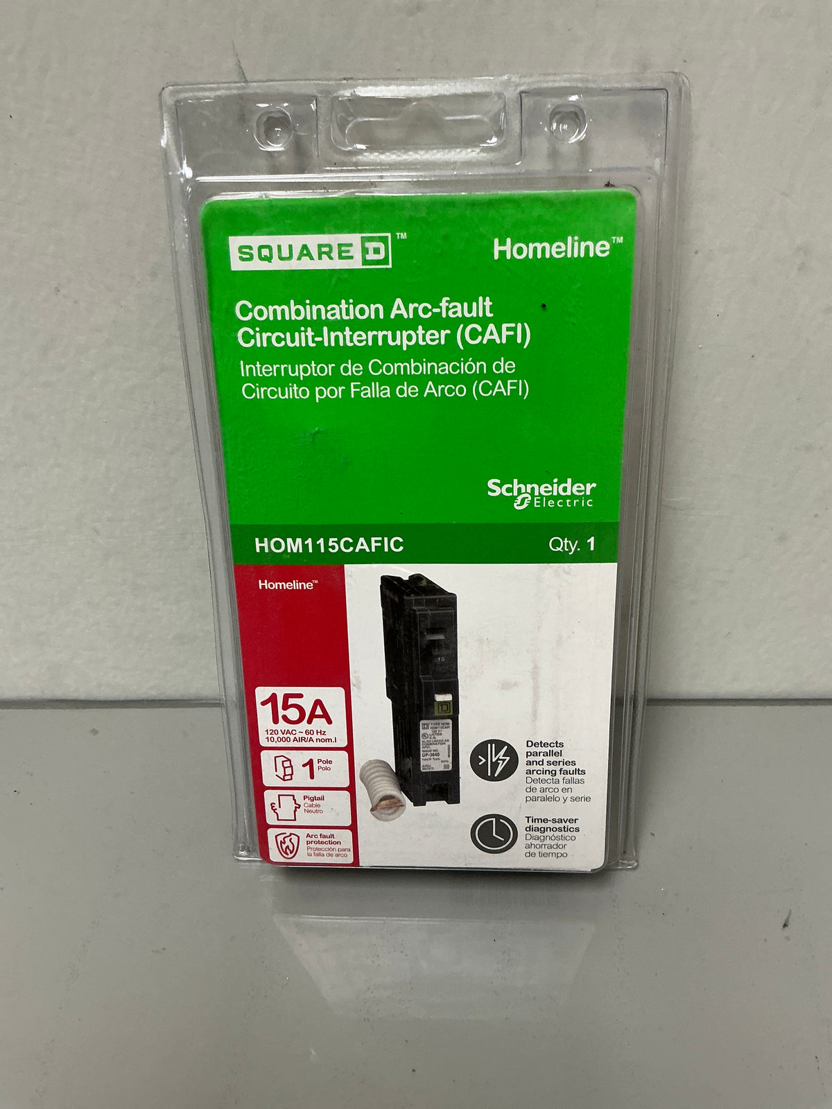 New Square D HOM115CAFIC 1 Pole, 15 Amps, 120 Volts Circuit Breaker
