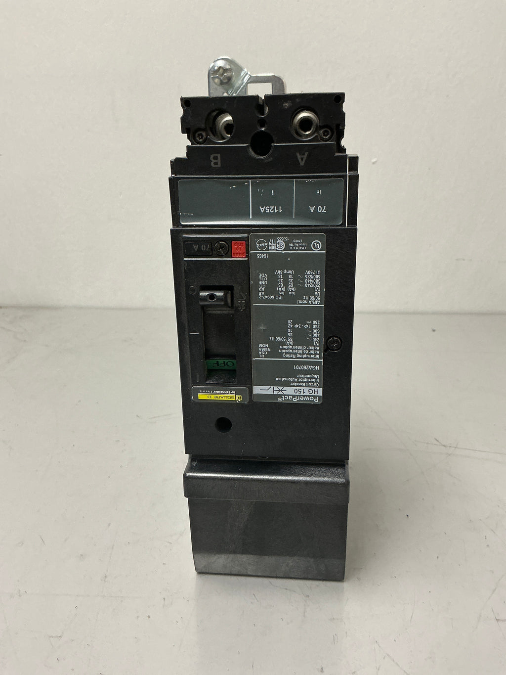 Used Square D HGA260701 2 Pole, 70 Amps, 600 Volts Circuit Breaker