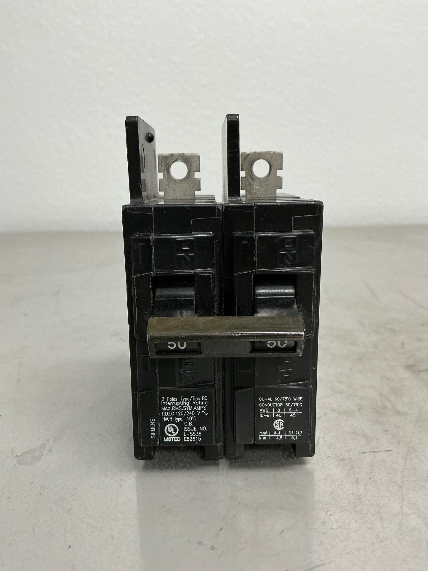 Used Siemens BQ2B050 2 Pole, 50 Amps, 240 Volts