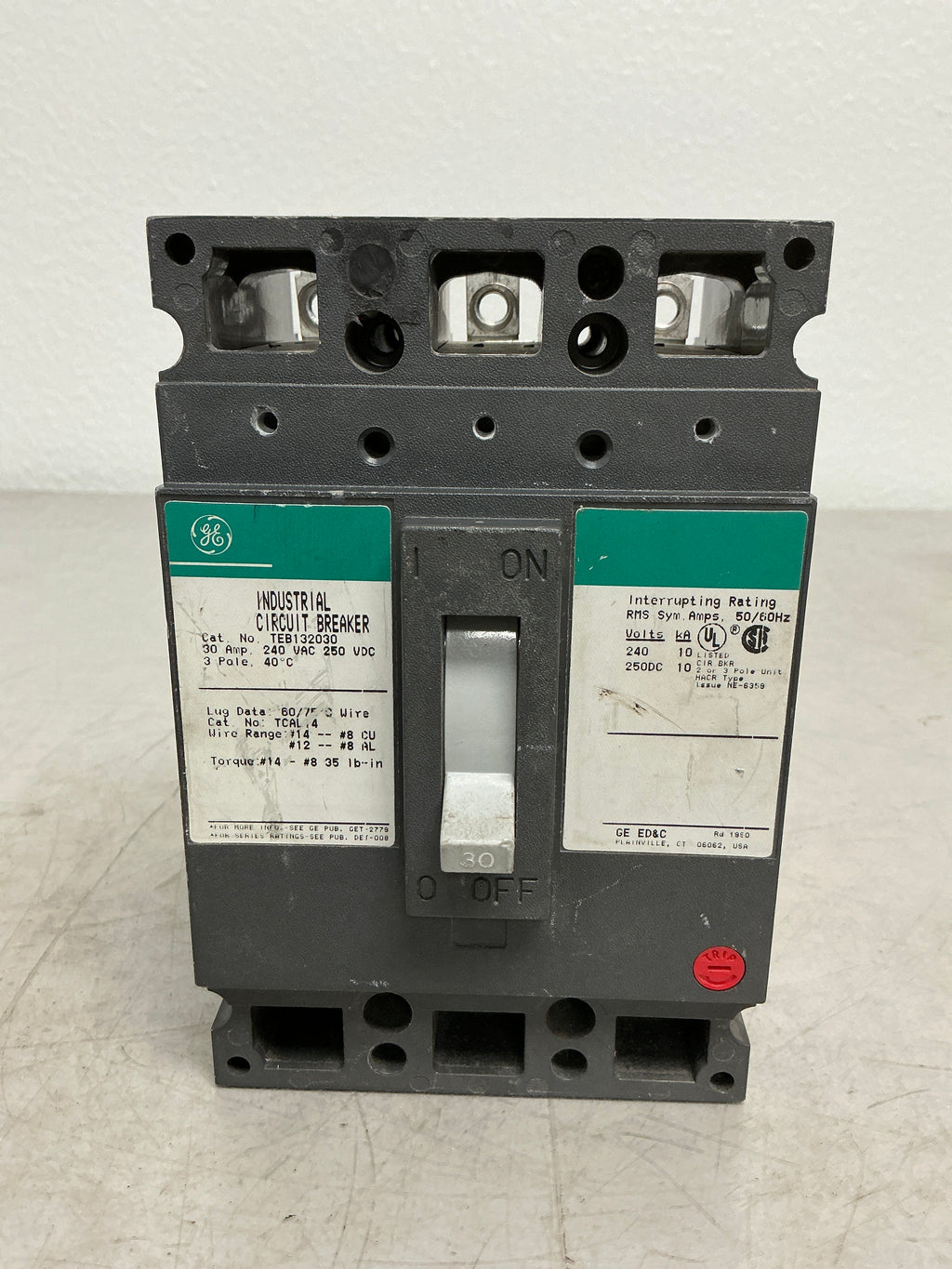 Used TEB132030 3 Pole, 30 Amps, 240 Volts Circuit Breaker