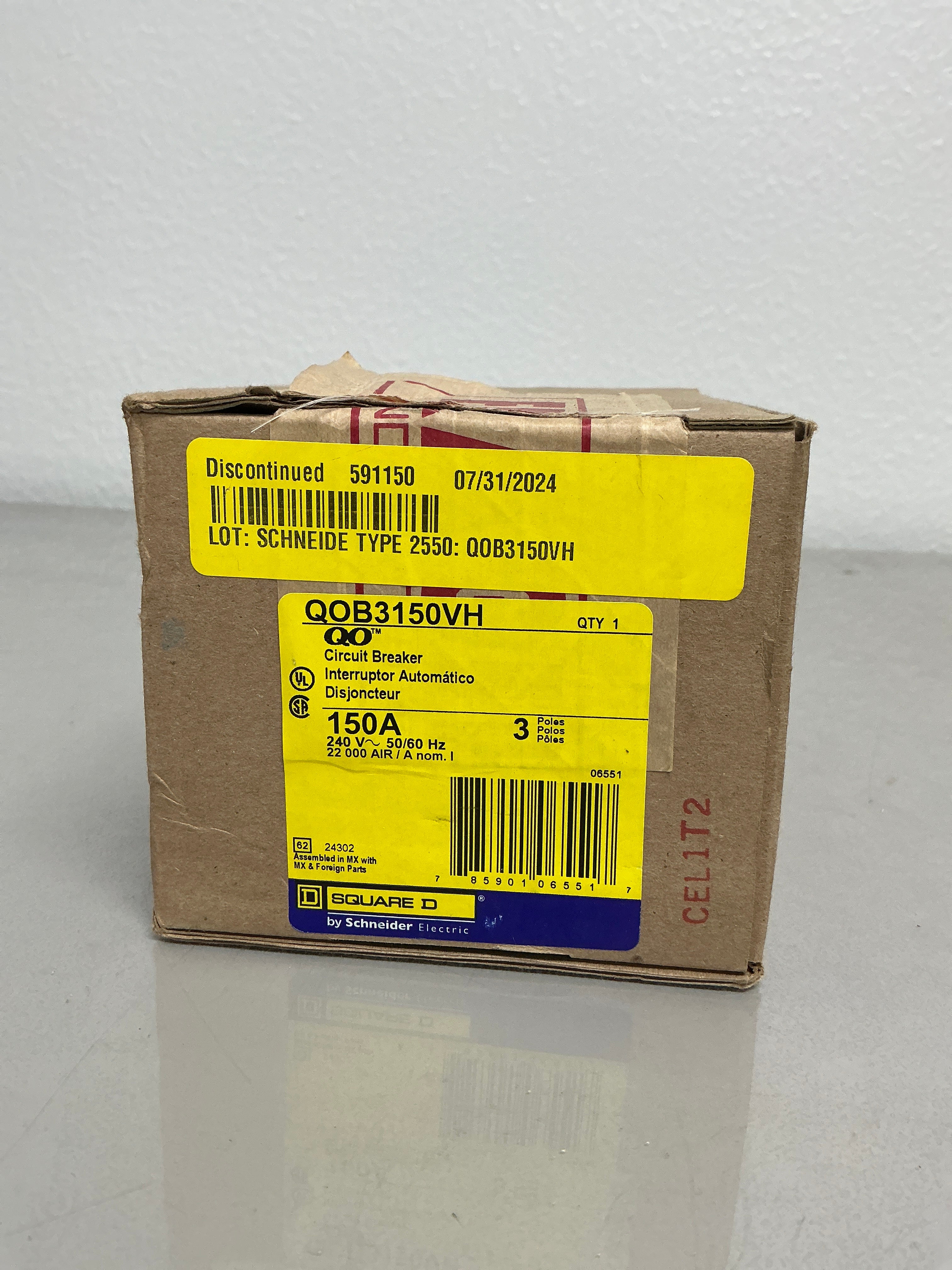 New Square D QOB3150VH 150 Amps, 3 Poles, 240 Volts