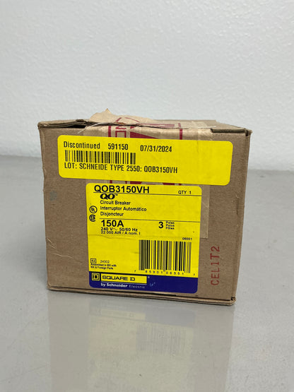 New Square D QOB3150VH 150 Amps, 3 Poles, 240 Volts