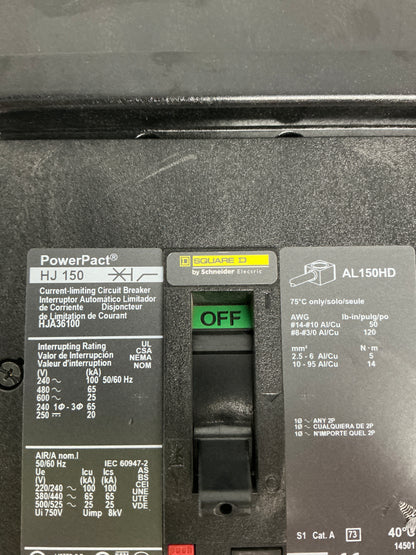 Used Square D HJA36100 3 Pole, 100 Amps, 600 Volts