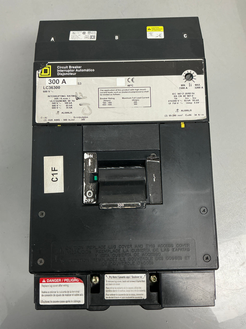 Used Square D LC36300 300 Amps, 600 Volts, 3 Poles, Breaker