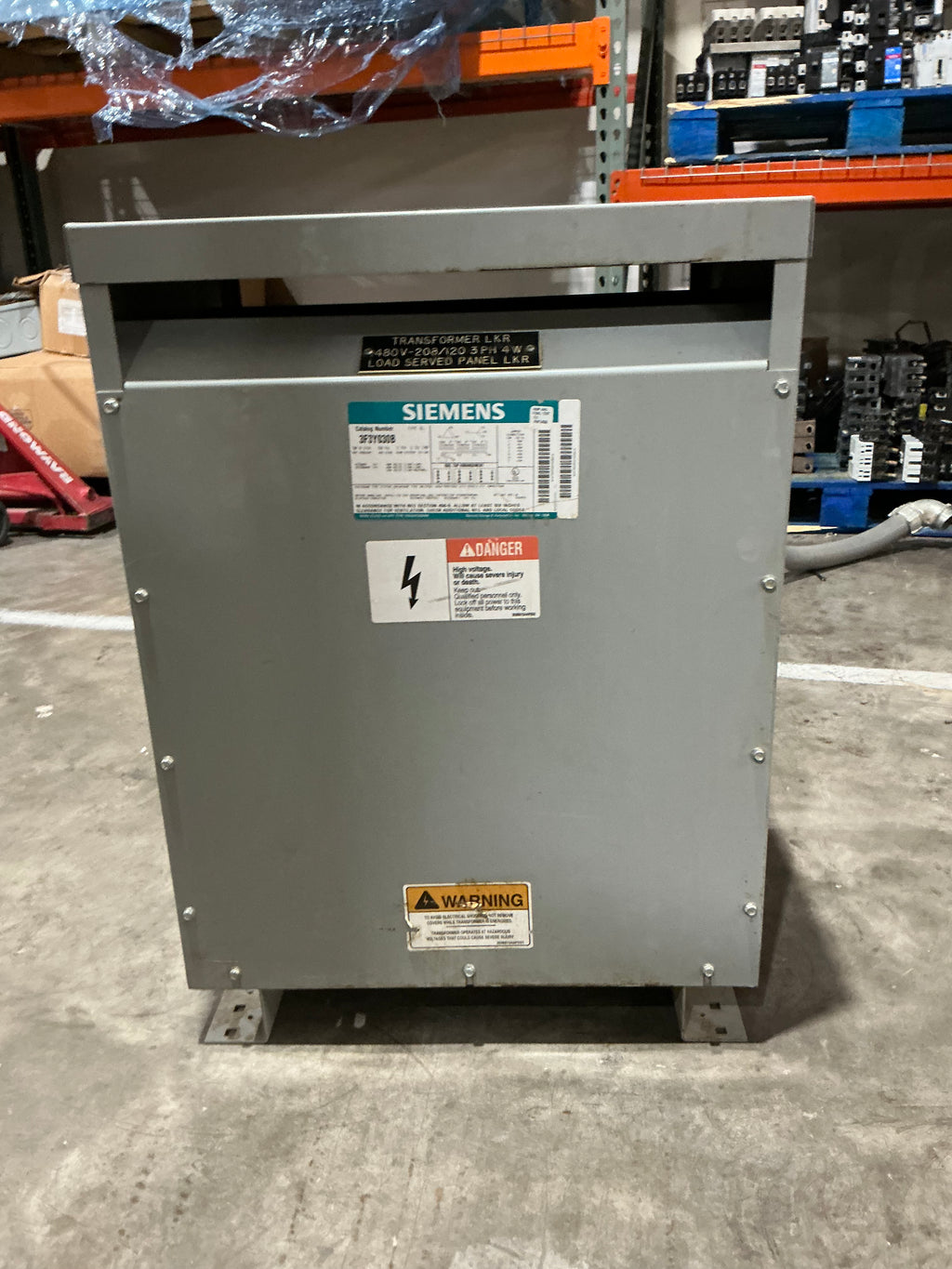Used Siemens 3F3Y030B 30 KVA, 3 PH, 480 Primary 208/120 Secondary Transformer