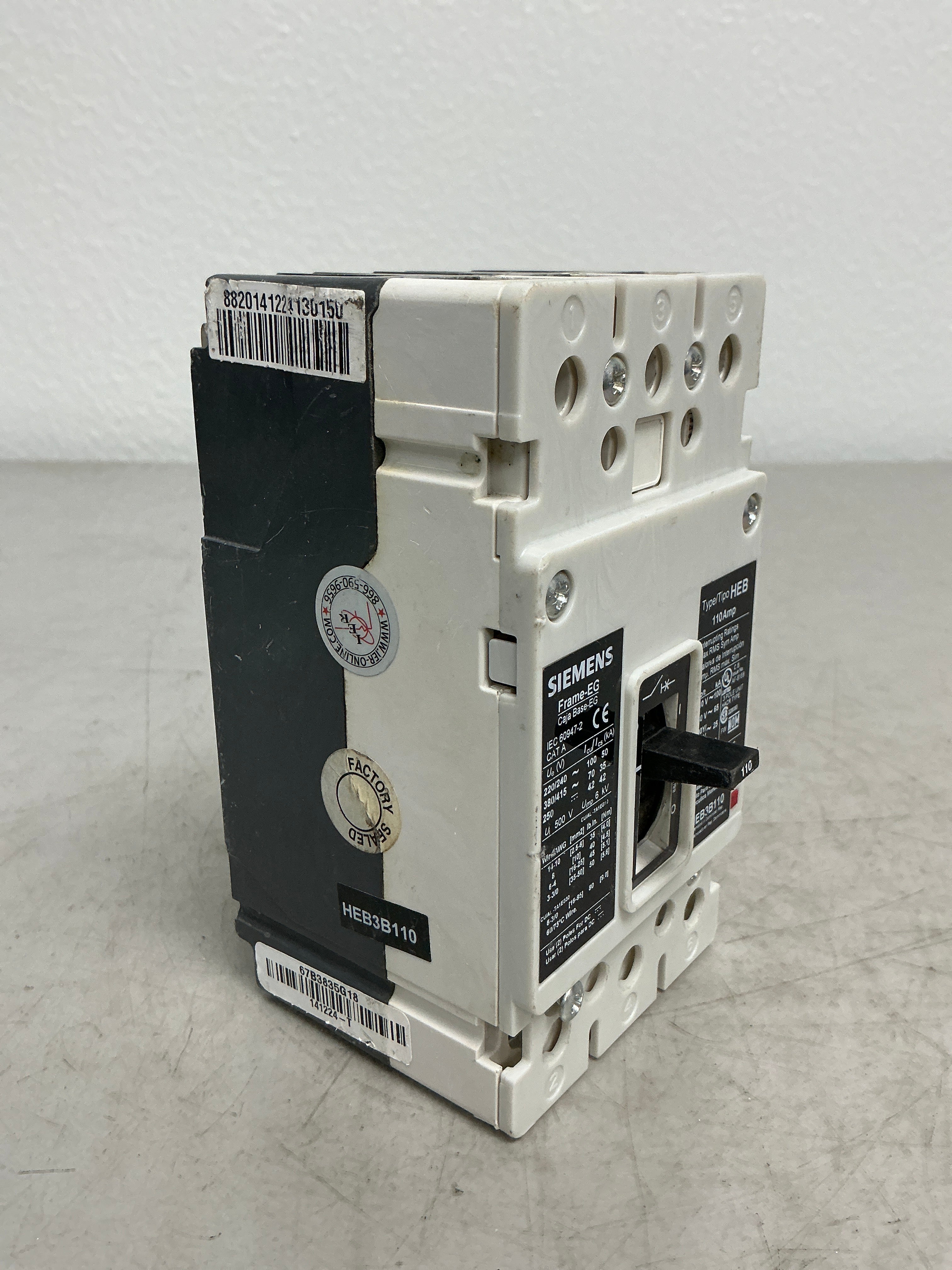 Used Siemens HEB3B110 3 Pole, 110 Amps, 480 Volts