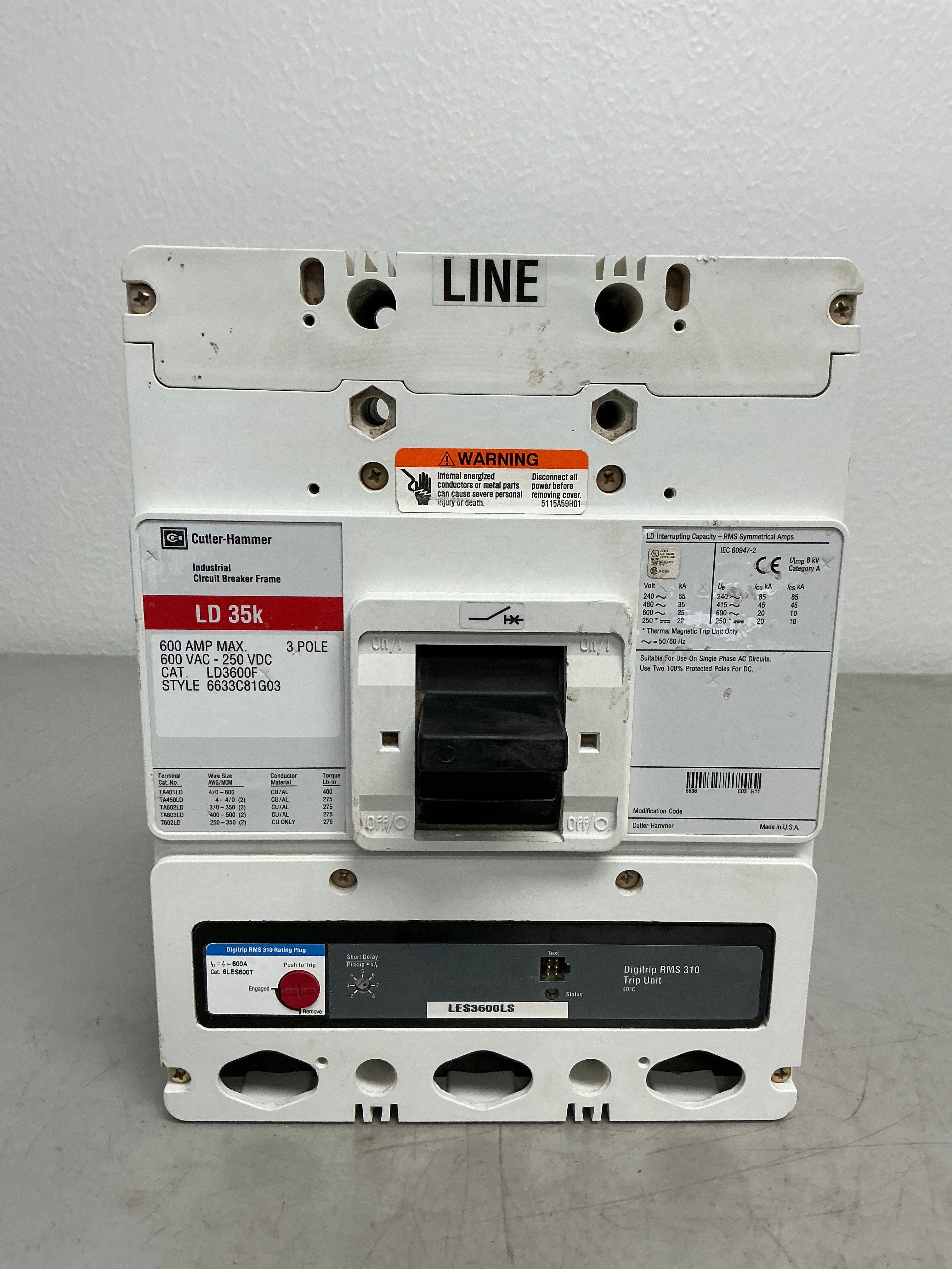 Used LD3600 3 Pole, 600 Amps, 600 Volts