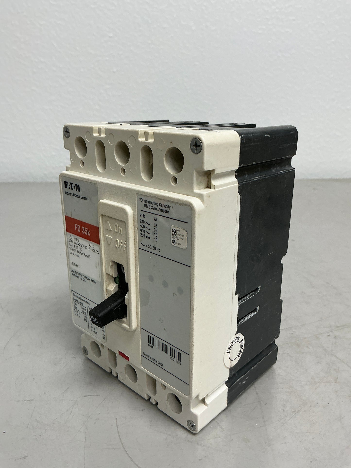 Used Eaton FD3150 3 Pole, 150 Amps, 600 Volts