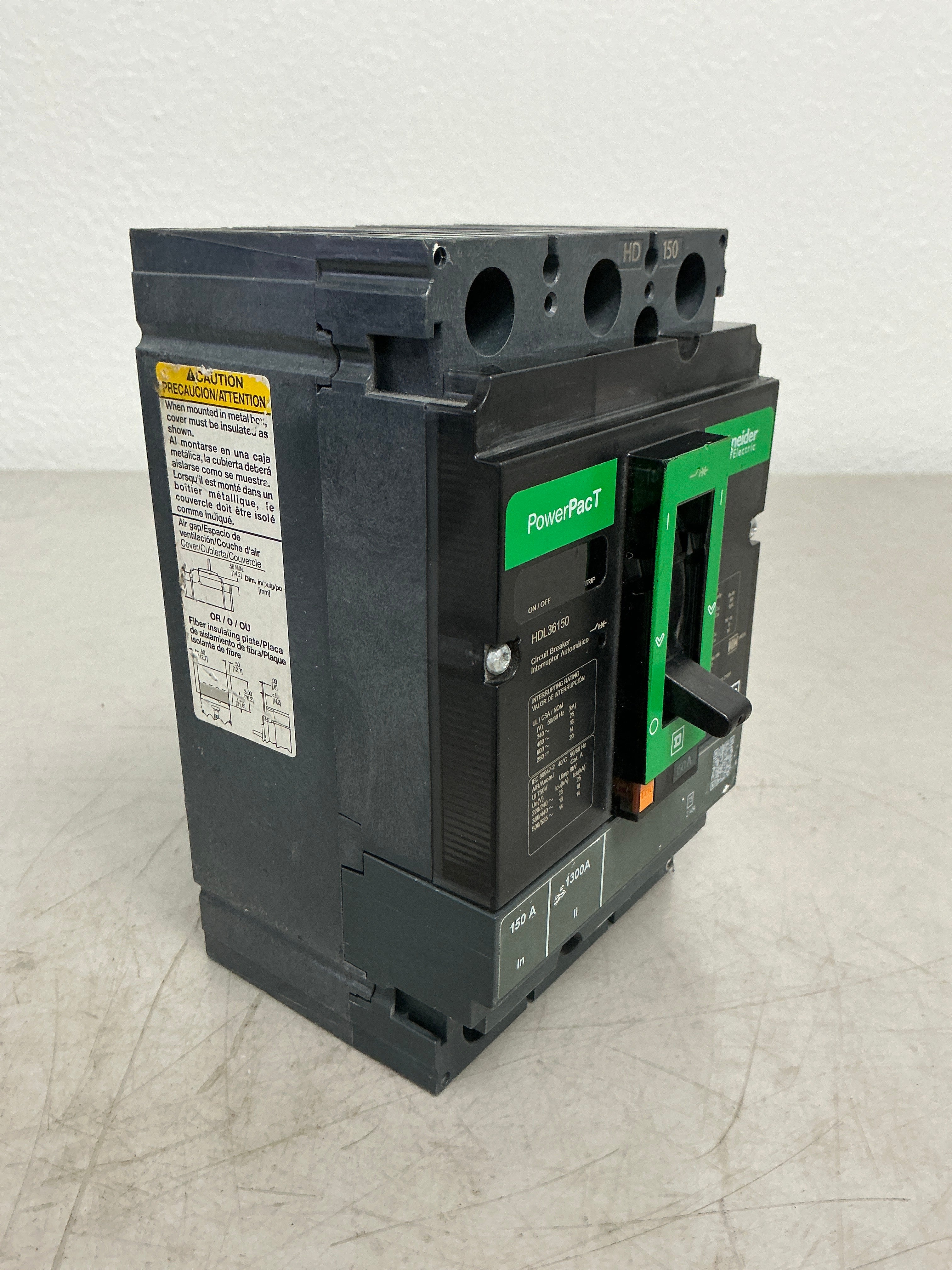 Used Square D HDL36150 3 Pole, 150 Amps, 600 Volts Circuit Breaker