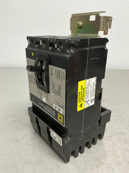 Used Square D FH36040 3 Pole, 40 Amps, 600 Volts