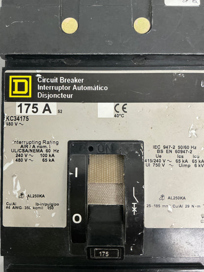 Used Square D KC34175 3 Pole, 175 Amps, 600 Volts