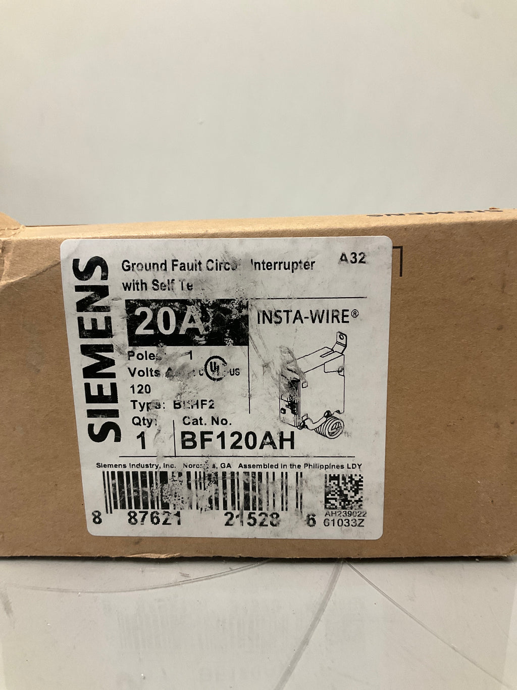 New Siemens BF120AH 1 Pole, 20 Amps, 120 Volts Circuit Breaker
